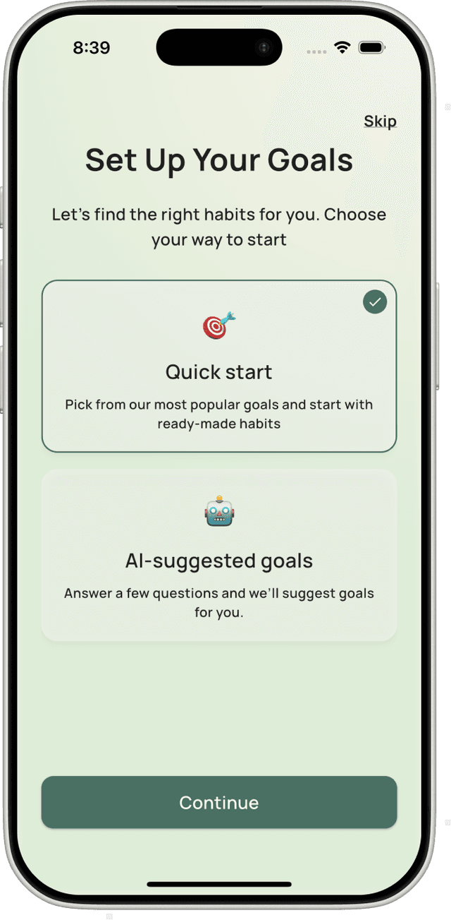 Quick Start Goal Setup
