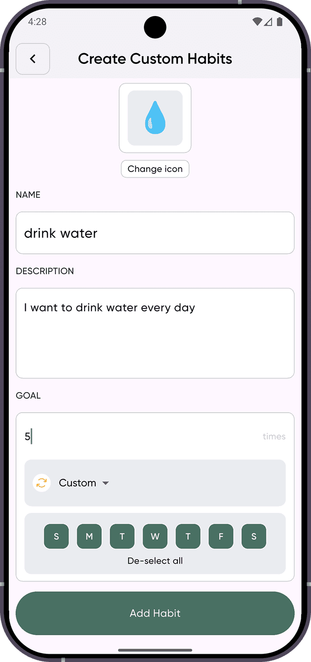 Create Custom Habit Screen