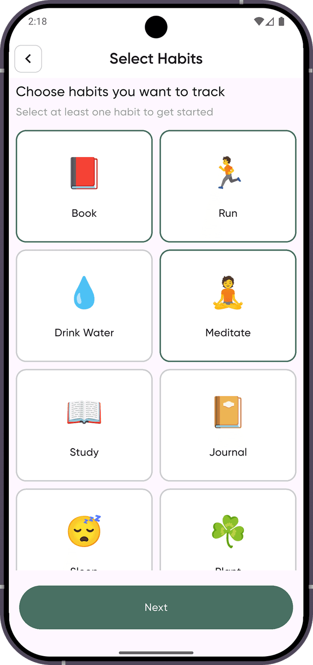 Select Habit Screen